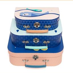 ΣΕΤ 3ΤΜΧ ΚΟΥΤΙ-ΒΑΛΙΤΣΑ MOON DROPS GLOW IN THE DARK SUITCASE PTM-SC4 - - PTM-SC4 PETIT MONKEY