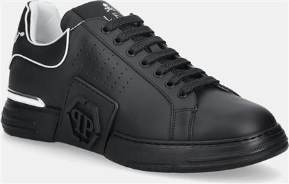 ΔΕΡΜΑΤΙΝΑ ΑΘΛΗΤΙΚΑ ΠΑΠΟΥΤΣΙΑ PHANTOM KICKS ΧΡΩΜΑ: ΜΑΥΡΟ, USC0775.PLE005N.0202 PHILIPP PLEIN