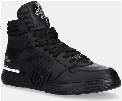 ΔΕΡΜΑΤΙΝΑ ΑΘΛΗΤΙΚΑ ΠΑΠΟΥΤΣΙΑ PHANTOM KICKS HIGH TOP ΧΡΩΜΑ: ΜΑΥΡΟ, USC0822.PLE075N.0202 PHILIPP PLEIN
