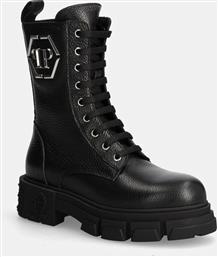 ΔΕΡΜΑΤΙΝΑ WORKERS EMBOSSED ARMY BOOT ΧΡΩΜΑ: ΜΑΥΡΟ, WSE0811 PLE010N 02 PHILIPP PLEIN