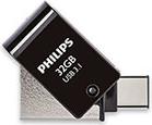 2-IN-1 32GB USB 3.1 + TYPE-C OTG FLASH DRIVE MIDNIGHT BLACK FM32DC152B/00 PHILIPS