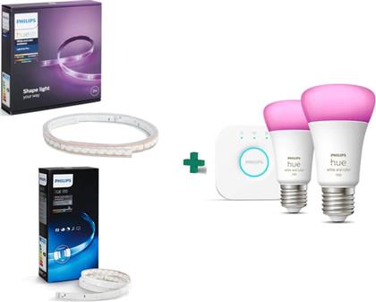 ΣΕΤ LIGHTSTRIP PLUS 2M, PLUS EXTENSION 1M HUE BRIGDE HUE E27 - RGBW PHILIPS