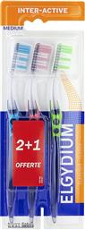 ELGYDIUM PROMO INTER-ACTIVE MEDIUM TOOTHBRUSH ΜΕΤΡΙΑ ΟΔΟΝΤΟΒΟΥΡΤΣΑ ΜΕ ΔΥΟ ΔΙΑΦΟΡΕΤΙΚΑ ΜΗΚΗ ΙΝΩΝ ΓΙΑ ΒΕΛΤΙΣΤΟ ΚΑΘΑΡΙΣΜΟ 3 ΤΕΜΑΧΙΑ PIERRE FABRE