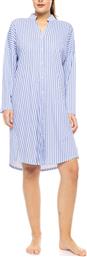 NIGHTGOWN BUTTONED CALMING STRIPES PINK LABEL