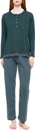 PYJAMA GREEN FOREST STRIPES PINK LABEL