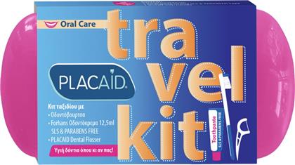 ORAL CARE TRAVEL KIT ΚΙΤ ΤΑΞΙΔΙΟΥ ΣΤΟΜΑΤΙΚΗΣ ΥΓΙΕΙΝΗΣ ΠΟΥ ΠΕΡΙΛΑΜΒΑΝΕΙ ΟΔΟΝΤΟΒΟΥΡΤΣΑ, ΟΔΟΝΤΟΚΡΕΜΑ & ΟΔΟΝΤΙΚΟ ΝΗΜΑ ΜΕ ΛΑΒΗ 1 ΤΕΜΑΧΙΟ - ΦΟΥΞΙΑ PLAC AID