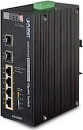 NETWORK SWITCH PLANET INDUSTRIAL 4-PORT 10/100/1000T 802.3AT POE + 2-PORT PLANET TECHNOLOGY