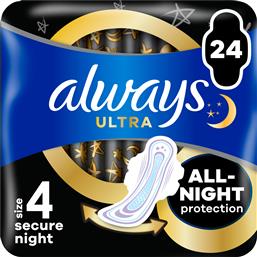 ΣΕΡΒΙΕΤΕΣ PLATINUM SECURE NIGHT ALWAYS (ΜΕΓΕΘΟΣ 4) (24ΤΕΜ) P&G