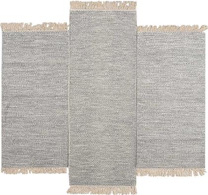 ΧΑΛΙΑ ΚΡΕΒΑΤΟΚΑΜΑΡΑΣ (ΣΕΤ 3ΤΜΧ) WOOL KILIM 738 GREY POLCARPET