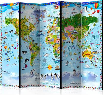 ΔΙΑΧΩΡΙΣΤΙΚΟ ΜΕ 5 ΤΜΗΜΑΤΑ - WORLD MAP FOR KIDS II [ROOM DIVIDERS] 225X172 POLIHOME