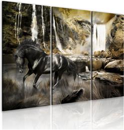 ΠΙΝΑΚΑΣ - BLACK HORSE AND ROCKY WATERFALL 60X40 POLIHOME από το POLIHOME