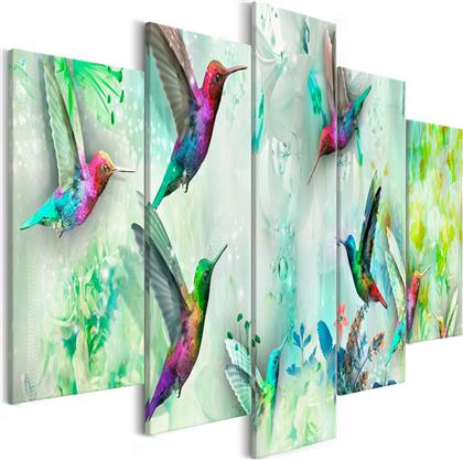 ΠΙΝΑΚΑΣ - COLOURFUL HUMMINGBIRDS (5 PARTS) WIDE GREEN 200X100 POLIHOME