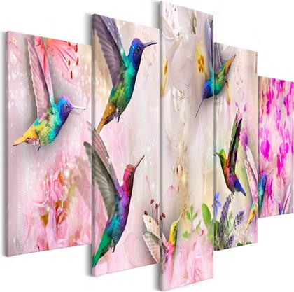 ΠΙΝΑΚΑΣ - COLOURFUL HUMMINGBIRDS (5 PARTS) WIDE PINK 200X100 POLIHOME