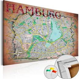 ΠΙΝΑΚΑΣ ΦΕΛΛΟΥ - HAMBURG [CORK MAP] 90X60 POLIHOME