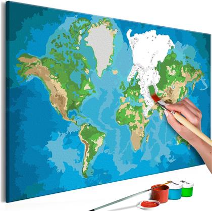 ΠΙΝΑΚΑΣ ΓΙΑ ΝΑ ΤΟΝ ΖΩΓΡΑΦΙΖΕΙΣ - WORLD MAP (BLUE GREEN) 60X40 POLIHOME από το POLIHOME