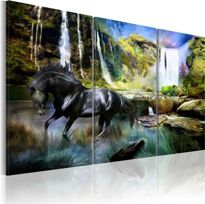 ΠΙΝΑΚΑΣ - HORSE ON THE SKY-BLUE WATERFALL BACKGROUND 90X60 POLIHOME