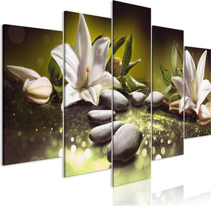 ΠΙΝΑΚΑΣ - LILIES AND STONES (5 PARTS) WIDE GREEN 200X100 POLIHOME