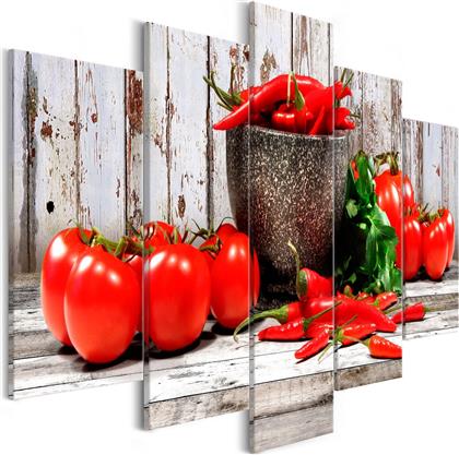 ΠΙΝΑΚΑΣ - RED VEGETABLES (5 PARTS) WOOD WIDE 200X100 POLIHOME