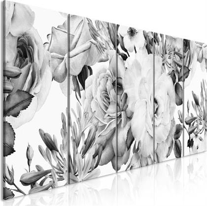 ΠΙΝΑΚΑΣ - ROSE COMPOSITION (5 PARTS) NARROW BLACK AND WHITE - 200X80 POLIHOME