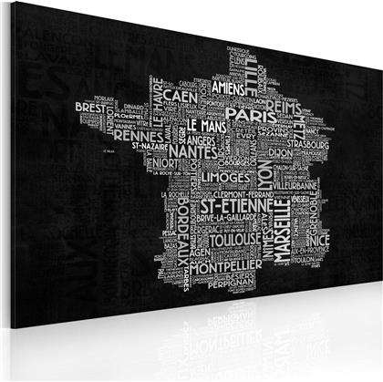 ΠΙΝΑΚΑΣ - TEXT MAP OF FRANCE ON THE BLACK BACKGROUND 90X60 POLIHOME από το POLIHOME