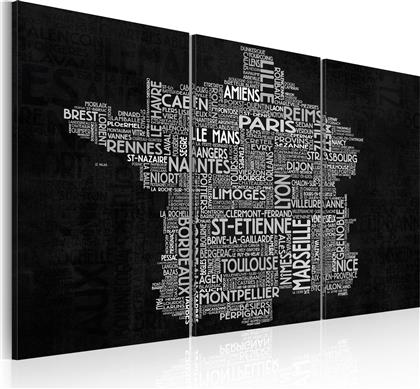 ΠΙΝΑΚΑΣ - TEXT MAP OF FRANCE ON THE BLACK BACKGROUND - TRIPTYCH 60X40 POLIHOME