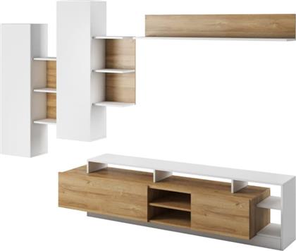 ΣΥΝΘΕΤΟ ΣΑΛΟΝΙΟΥ OAK ΑΠΟ ΜΟΡΙΟΣΑΝΙΔΑ 260X40X171.5CM - ΛΕΥΚΟ/ΦΥΣΙΚΟ POLIHOME