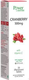 CRANBERRY 500MG WITH VITAMIN C ΣΥΜΠΛΗΡΩΜΑ ΔΙΑΤΡΟΦΗΣ ΕΚΧΥΛΙΣΜΑΤΟΣ ΚΡΑΝΜΠΕΡΙ & ΒΙΤΑΜΙΝΗΣ C ΓΙΑ ΤΗΝ ΚΑΛΗ ΥΓΕΙΑ ΤΟΥ ΟΥΡΟΠΟΙΗΤΙΚΟΥ & ΕΝΙΣΧΥΣΗ ΤΟΥ ΑΝΟΣΟΠΟΙΗΤΙΚΟΥ ΜΕ ΓΕΥΣΗ ΦΡΑΓΚΟΣΤΑΦΥΛΟ 20 EFFER.TABS POWER HEALTH
