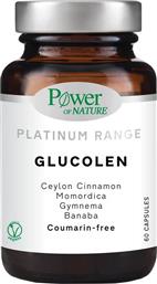 PLATINUM RANGE GLUCOLEN ΣΥΜΠΛΗΡΩΜΑ ΔΙΑΤΡΟΦΗΣ ΜΕ ΚΑΝΕΛΑ ΚΕΥΛΑΝΗΣ, ΦΥΤΙΚΑ ΕΚΧΥΛΙΣΜΑΤΑ & ΜΕΤΑΛΛΑ ΧΩΡΙΣ ΚΟΥΜΑΡΙΝΗ ΓΙΑ ΤΟΝ ΕΛΕΓΧΟ ΤΩΝ ΕΠΙΠΕΔΩΝ ΤΟΥ ΣΑΚΧΑΡΟΥ ΣΤΟ ΑΙΜΑ 60CAPS POWER HEALTH