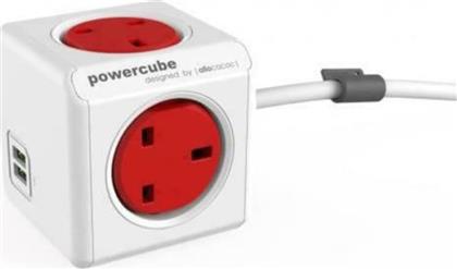 ΠΟΛΥΠΡΙΖΟ ALLOCACOC EXTENDED 4 ΘΕΣΕΩΝ UK ΜΕ 2 USB - ΛΕΥΚΟ/ΚΟΚΚΙΝΟ POWERCUBE