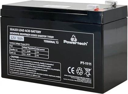 ΜΠΑΤΑΡΙΑ ΜΟΛΥΒΔΟΥ PT-1111, 12V 9AH T2 ΜΑΥΡΟ POWERTECH