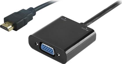 CONVERTER HDMI (M) ΣΕ VGA (F) PTH-025 ΜΕ AUDIO, ΜΑΥΡΟ POWERTECH