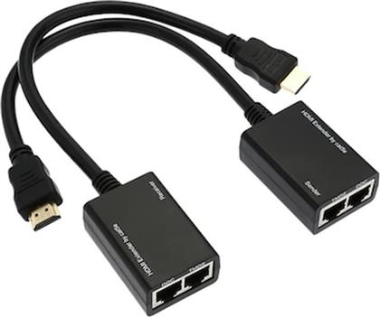 HDMI 19PIN EXTENDER ΣΕ 2X UTP CAT5E/6, HD, ΕΩΣ 30M, BLACK POWERTECH από το PUBLIC