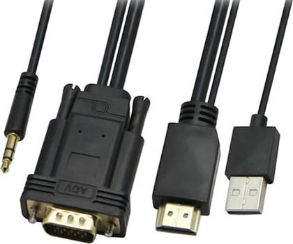 ΚΑΛΩΔΙΟ HDMI(M) USB(M) ΣΕ VGA(M) 3.5MM(M), 1080P, 5M POWERTECH