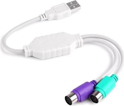 ΚΑΛΩΔΙΟ USB ΣΕ 2X PS2 FEMALE, 0.20M, WHITE POWERTECH