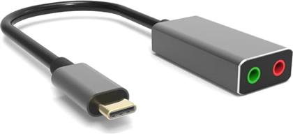 ΚΑΡΤΑ ΗΧΟΥ PTH-045 USB TYPE-C, 2X 3.5MM - ΓΚΡΙ POWERTECH