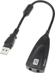 USB SOUND CARD ST16, USB2.0, 7.1, 2X 3.5MM, BLACK POWERTECH