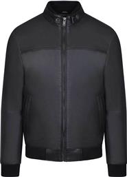 ΑΝΔΡΙΚΟ ΔΕΡΜΑΤΙΝΟ BOMBER JACKET MODERN FIT - 16997036 ΜΑΥΡΟ PRINCE OLIVER