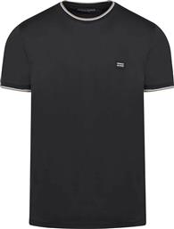 ΑΝΔΡΙΚΟ T-SHIRT ΜΕ CONTRAST ΛΕΠΤΟΜΕΡΕΙΕΣ ΚΑΙ LOGO PATCH MODERN FIT - 26044004 ΜΑΥΡΟ PRINCE OLIVER