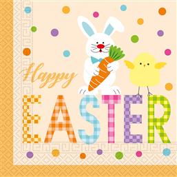 ΧΑΡΤΟΠΕΤΣΕΤΕΣ ΠΑΣΧΑΛΙΝΕΣ 3Φ HAPPY EASTER ANIMALS 33X33 CM DECORATA (20ΤΕΜ) PROCOS