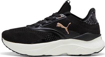 ΓΥΝΑΙΚΕΙΑ SNEAKERS ΜΕ MESH ΣΧΕΔΙΟ ΚΑΙ LOGO PRINT ''SOFTRIDE MAYVE MINIMA LEOPARD II'' - 310494 ΜΑΥΡΟ PUMA