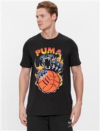 T-SHIRT TSA 624825 ΜΑΥΡΟ REGULAR FIT PUMA από το MODIVO