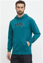 ΒΑΜΒΑΚΕΡΗ ΜΠΛΟΥΖΑ CLASSICS PLAY PARIS HOODIE ΧΡΩΜΑ: ΤΙΡΚΟΥΑΖ, ΜΕ ΚΟΥΚΟΥΛΑ, 626766 PUMA