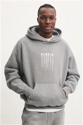 ΒΑΜΒΑΚΕΡΗ ΜΠΛΟΥΖΑ HWT FLEECE PO HOODY ΧΡΩΜΑ: ΓΚΡΙ, ΜΕ ΚΟΥΚΟΥΛΑ, P401-HMHT125 PURPLE BRAND