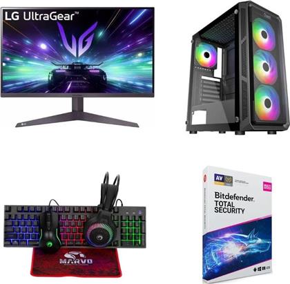 BUNDLE DESKTOP (RYZEN 5-5500/16GB/500 GB SSD/GEFORCE RTX 5050/WIN11HOME) + LG GAMING MONITOR 24 24GS50F FHD VA 180HZ 1MS + ΣΕΤ GAMING 4 IN 1 CM416 + ANTIVIRUS BITDEFENDER QUEST