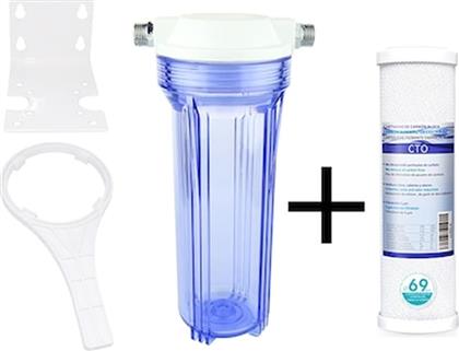 ΦΙΛΤΡΟ ΚΑΤΩ ΠΑΓΚΟΥ 1/2 ΔΙΑΦΑΝΟ + CTO-∅69 5 MICRON QWATERFILTERS