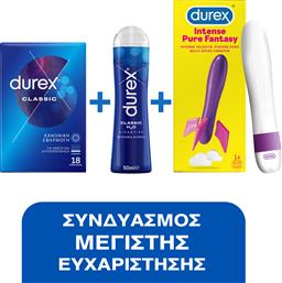 COMBO ΜΕ ΠΡΟΦΥΛΑΚΤΙΚΑ, ΛΙΠΑΝΤΙΚΟ & ΔΟΝΗΤΗ (3 ΤΕΜ) DUREX