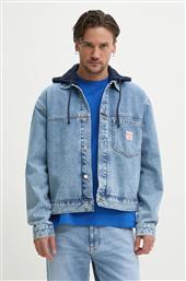 ΤΖΙΝ ΜΠΟΥΦΑΝ HOODED DENIM JACKET ΧΡΩΜΑ: ΜΠΛΕ, RM400020R17 PEPE JEANS