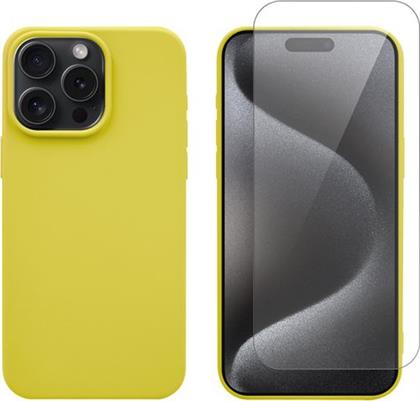 SILICONE CASE & GLASS SET YELLOW ΓΙΑ IPHONE 15 PRO MAX ΘΗΚΗ ΚΙΝΗΤΟΥ & ΠΡΟΣΤΑΤΕΥΤΙΚΟ ΟΘΟΝΗΣ REDSHIELD