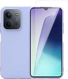XIAOMI REDMI 15C SILICONE PURPLE CASE & TEMPERED GLASS ΣΕΤ ΘΗΚΗ ΚΙΝΗΤΟΥ & ΠΡΟΣΤΑΤΕΥΤΙΚΟ ΟΘΟΝΗΣ REDSHIELD