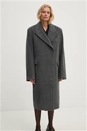 ΜΑΛΛΙΝΟ ΠΑΛΤΟ HEAVY WOOL LONG COAT ΧΡΩΜΑ: ΓΚΡΙ, 501889514 REMAIN